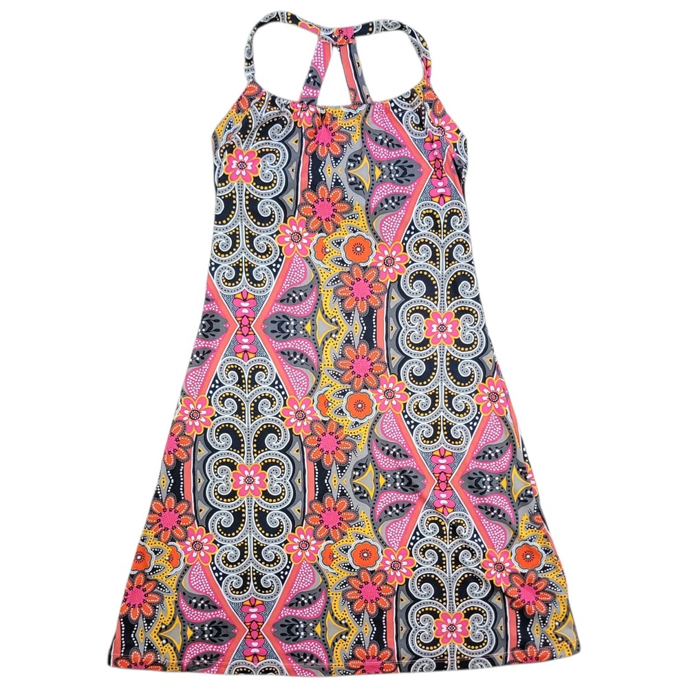 Prana Quinn Dress Womens Small Paisley Floral Strappy Racerback Stretchy Active